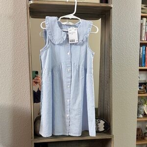H&M Light Blue & White Striped Button-Front Dress with Peter Pan Collar